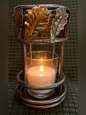 Set of 3 Decorative Bronze Leaf Votive Candle Holder Rustic Farmhouse Decor